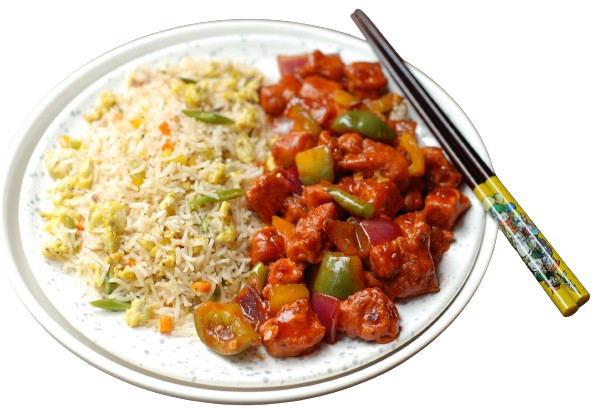 CHILLY CHICKEN W FRIED RICE
